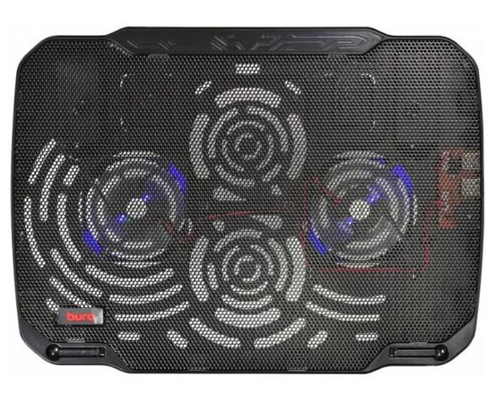  Подставка для ноутбука до 15,6" Buro BU-LCP156-B208 Black, 2 вентилятора: 80 мм, поток: 78.35 CFM, уровень шума: 23 dB(A), 2 х USB-разъёма, LED подсветка, регулировка наклона, материал: металл, пластик 