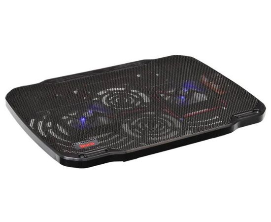  Подставка для ноутбука до 15,6" Buro BU-LCP156-B208 Black, 2 вентилятора: 80 мм, поток: 78.35 CFM, уровень шума: 23 dB(A), 2 х USB-разъёма, LED подсветка, регулировка наклона, материал: металл, пластик 