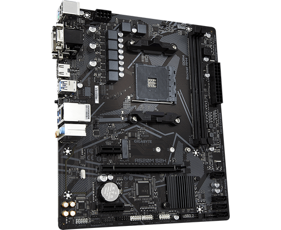  MB sAM4 Gigabyte A520M S2H, AMD A520, 2xDDR4-3200, D-SUB+DVI-D+HDMI, 1xPCI-Ex16, 2xPCI-Ex1, 4xSATA3(RAID 0/1/10), 1xM.2, 8 Ch Audio, GLan, (2+4)xUSB2.0 