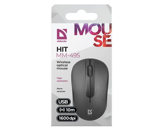  Мышь оптическая беспроводная Defender Hit MM-495 (black) 