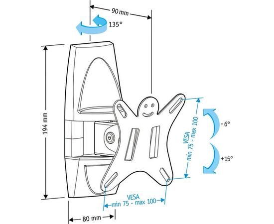  Кронштейн для телевизора Holder LCDS-5003 металлик 10"-26" до25кг поворот и наклон 