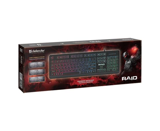  Клавиатура Defender Raid GK-778DL мембранная игровая с подсветкой USB (black) (220007) 