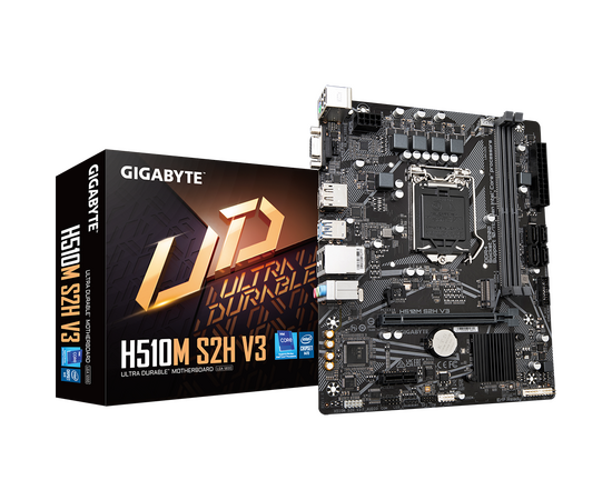  MB s1200 Gigabyte H510M S2H V3, Intel H470, 2xDDR4-3200 МГц, 1xPCI-Ex16, 1xM.2, Micro-ATX 