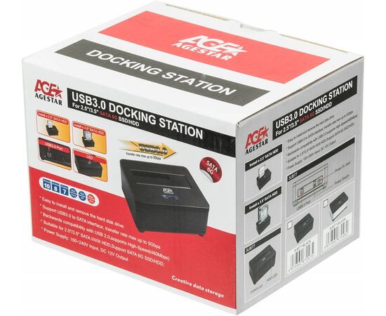  Док-станция для HDD AgeStar 3UBT7 SATA III пластик/алюминий серебристый 1 