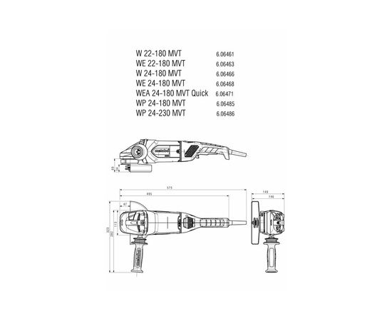  Шлифмашина угловая Metabo WE 24-180 MVT (606468000) 