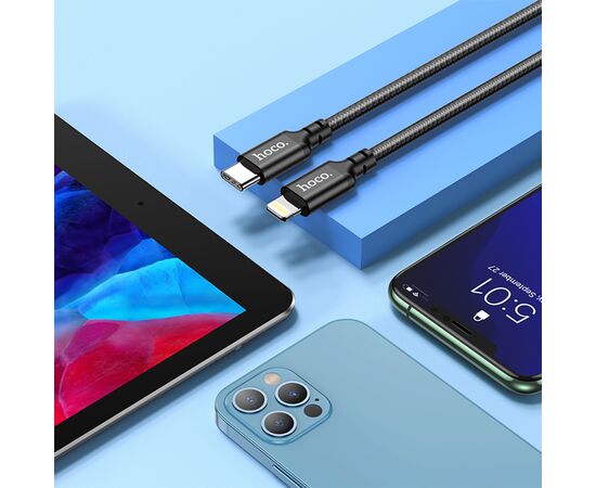  Кабель USB-C HOCO X14 Double speed Type-C - Lightning, 3A, 20W, 1 м, черный 