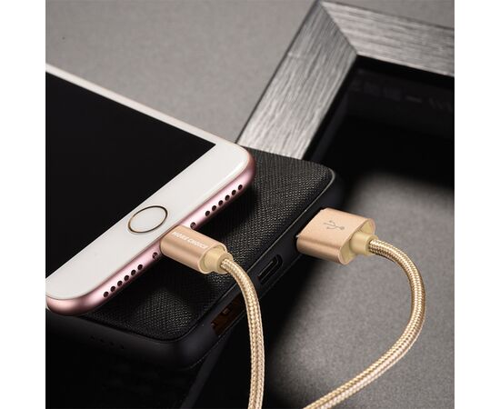  Кабель USB HOCO X2 knitted USB - Lightning, 2.4А, 1 м, золотой 