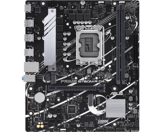  MB s1700 ASUS PRIME B760M-R D4, Intel B760, 2xDDR4-3200 МГц, 1xPCI-Ex16, 2xM.2, Micro-ATX 