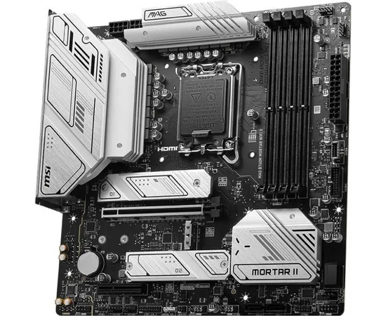  MB s1700 MSI Mag B760M Mortar Wifi II, 4*DDR5, 1*PCIEx16, 1*PCIEx4, 3*M.2, 2*TypeC, 3*USB3.2Gen2, 2*USB3.2Gen1, 8*USB2.0, 4*SATA3.0, 2.5G, DP, HDMI 
