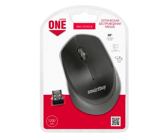  Мышь оптическая беспроводная Smart Buy SBM-333AG-K ONE (black) (226840) 