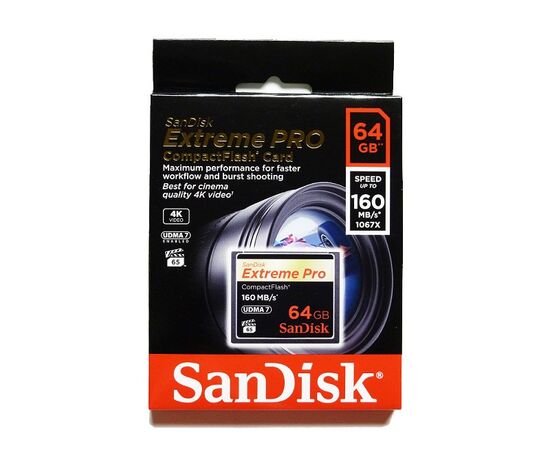  Карта памяти Sandisk SDCFXPS-064G-X46 Extreme Pro CF 160MB/s 64 GB VPG 65, UDMA 7 