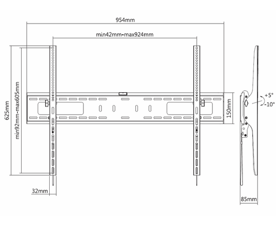  Кронштейн Digis DSM-P1096T (50"-100" 100кг 200x200, 400x200, 300x300, 400x400, 600x400, 800x400, 800x600, 900x400, 900x600) 