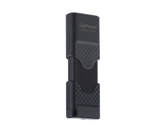  Флеш-накопитель GoPower SLIDER 32GB USB2.0 пластик черный матовый (1/50/1000) 