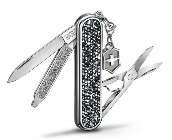  Складной нож Victorinox Classic Brilliant Crystal 0.6221.35, функций 5, 58мм, черный/серебристый, коробка подарочная 