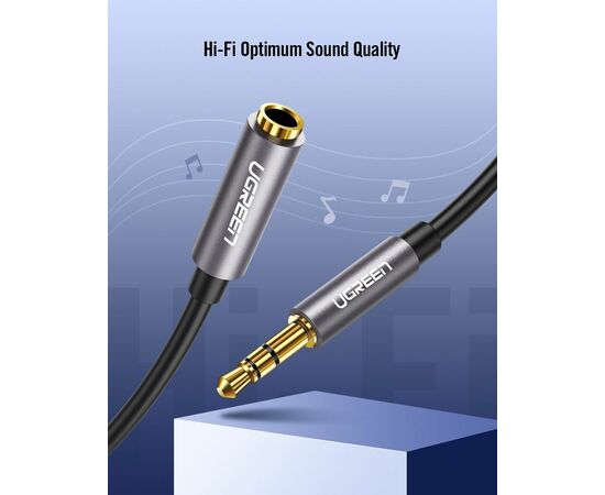 Кабель UGREEN AV118 10594 3.5mm Male to 3.5mm Female Extension Cable 2m Black 