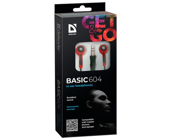  Проводные наушники внутриканальные Defender Basic-604 Jack 3,5  (red) (218092) 