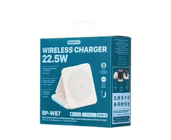  Беспроводное зарядное устройство 4в1 REMAX RP-W87 Vukey Series 22.5W + ночник (White) 