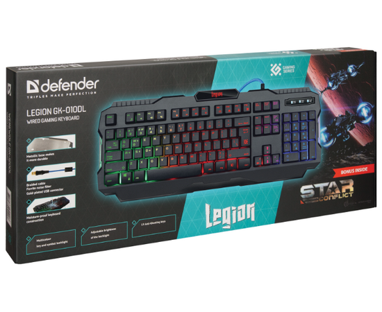  Клавиатура Defender Legion GK-010DL RU,RGB подсветка,19 Anti-Ghost 