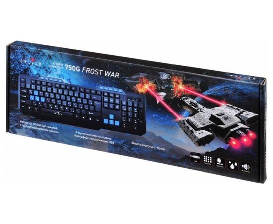  Клавиатура Oklick 750G FROST WAR черный/черный USB Multimedia for gamer 
