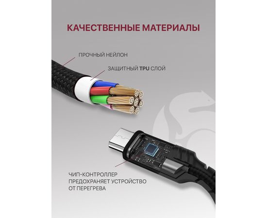  Кабель Micro USB для зарядки и передачи данных (2.1A) нейлоновый, черный (1м) 