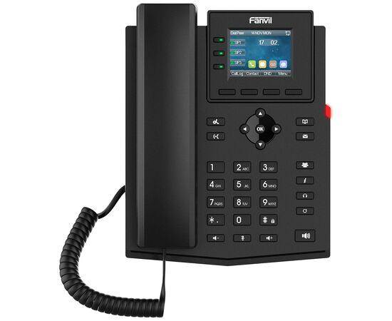  Телефон X303P Fanvil X303P 2xEthernet 10/100, LCD 320x240 2,4", бп, 6 Parties conference, 3 Line Key, HD voice, 4 SIP Line, Opus+IPV6, PSU, POE 