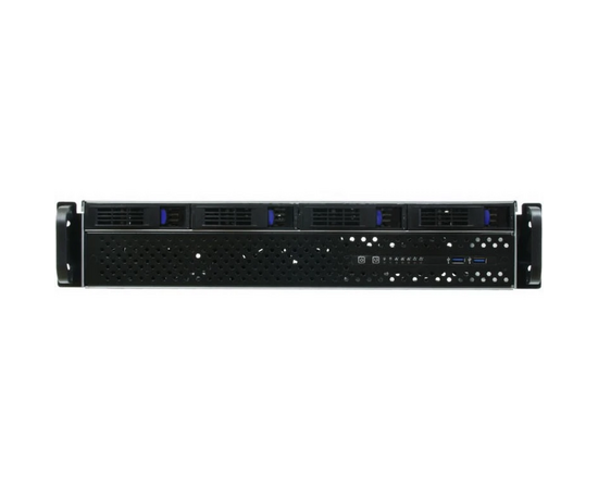  Корпус Procase ES204XS-SATA3-B-0 2U Rack (4 SATA III/SAS 12Gbit hotswap HDD), черный, без блока питания, глубина 400мм, MB 12"x13" 