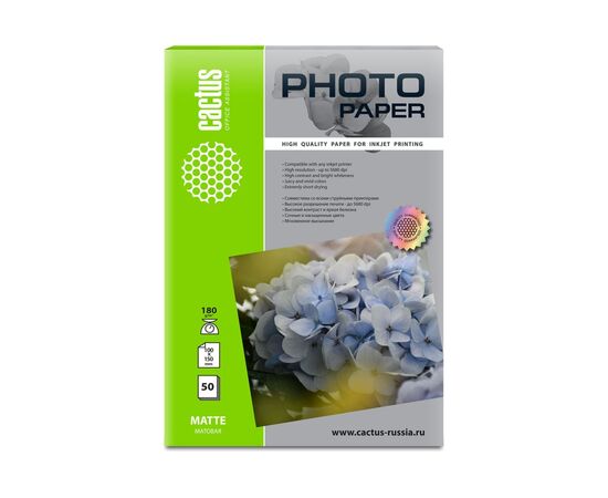  Фотобумага Cactus CS-MA618050 A6/180г/м2/50л/белый матовое для струйной печати 